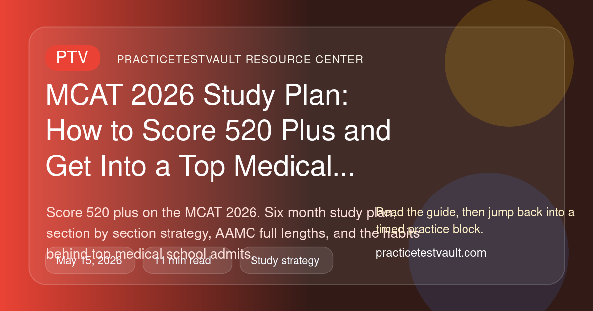 PracticeTestVault article illustration for MCAT 2026 Study Plan: How to Score 520 Plus and Get Into a Top Medical School