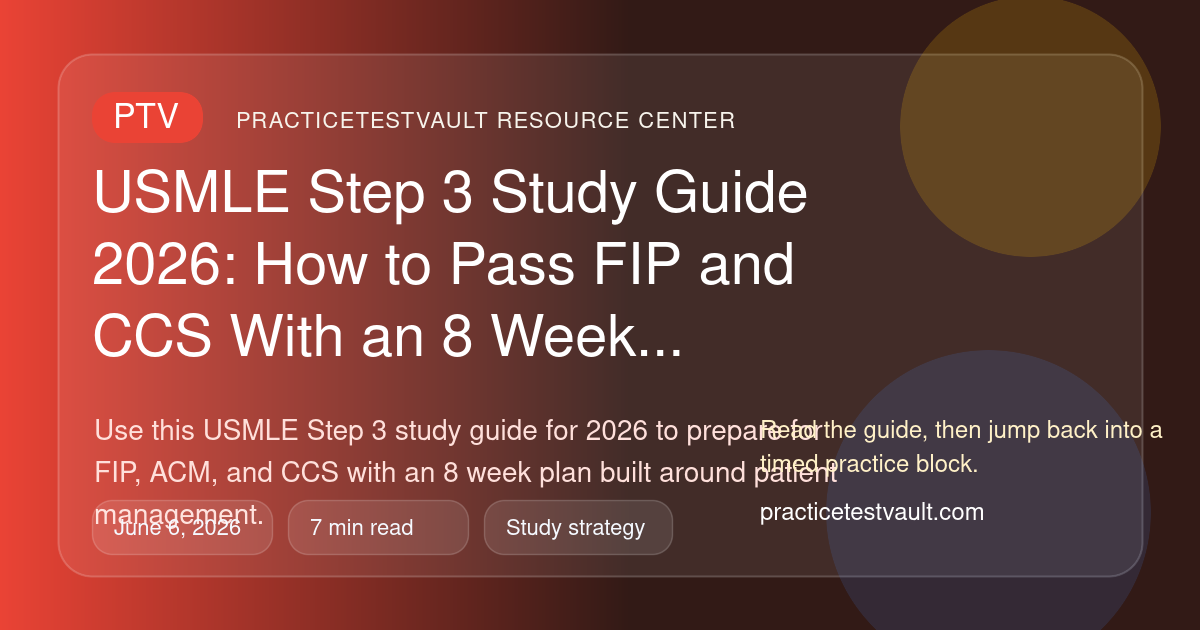 PracticeTestVault article illustration for USMLE Step 3 Study Guide 2026: How to Pass FIP and CCS With an 8 Week Plan