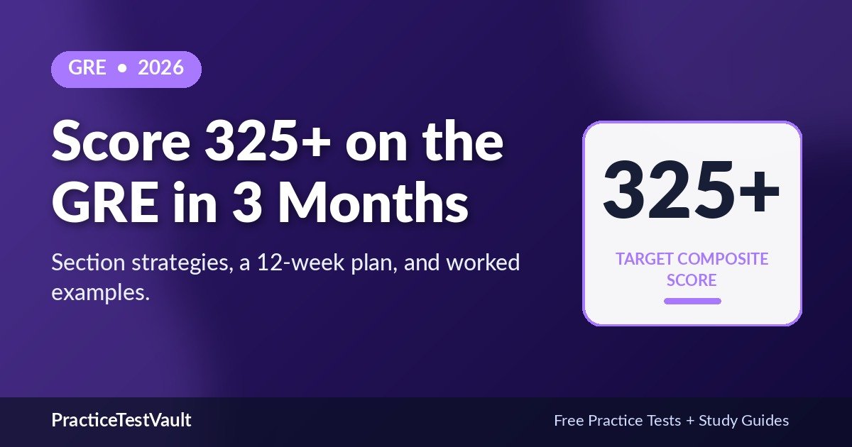 GRE study plan hero image highlighting 325 plus score goal for 2026