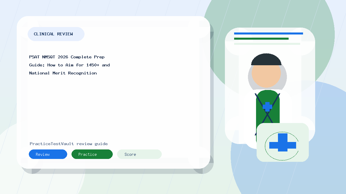 PSAT NMSQT 2026 Complete Prep Guide: How to Aim for 1450+ and National Merit Recognition study guide image for PracticeTestVault
